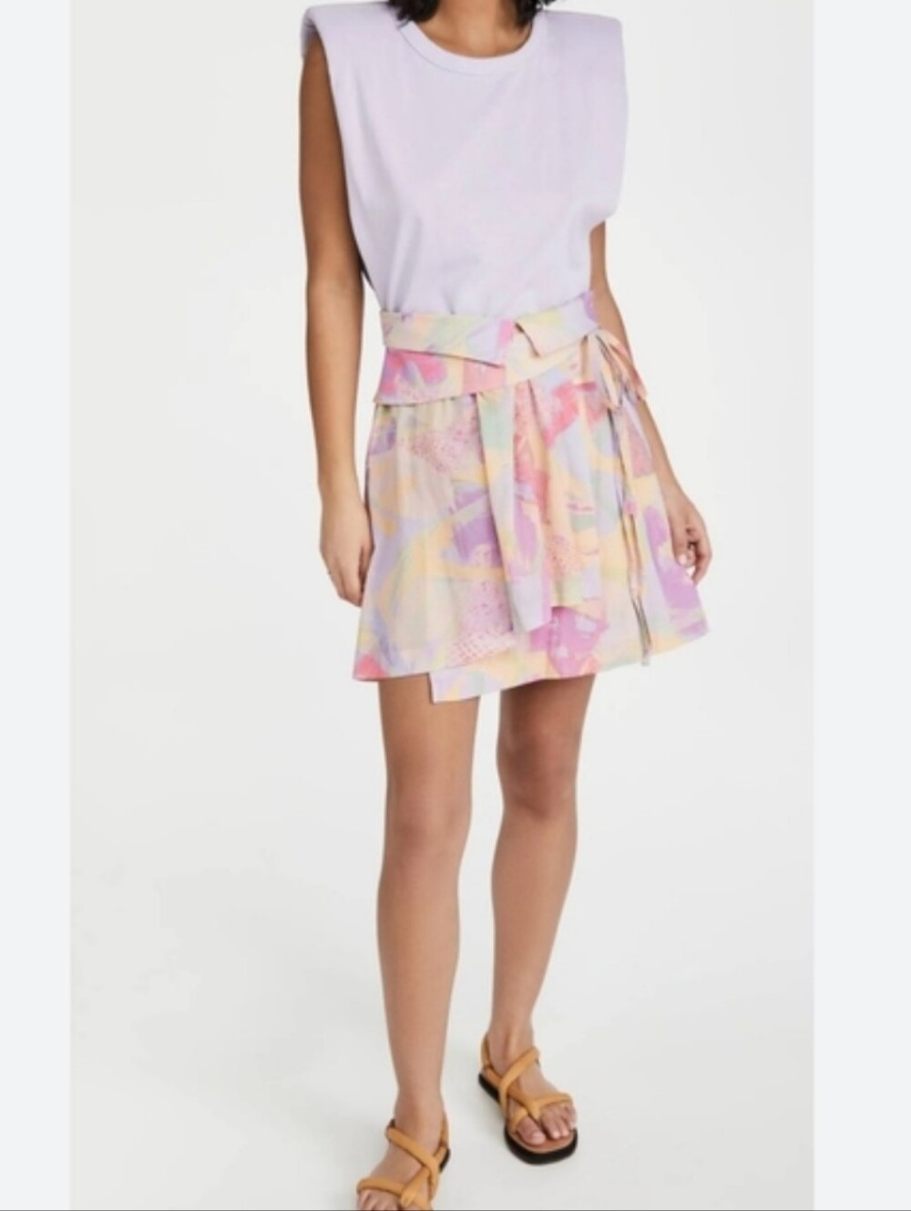 IRO Paris  Khan Pleated Printed Cotton Mini Wrap Skirt Fr 32